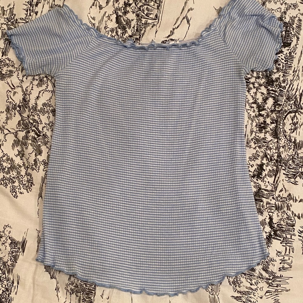 Pacsun blue and white off-shoulder crop top